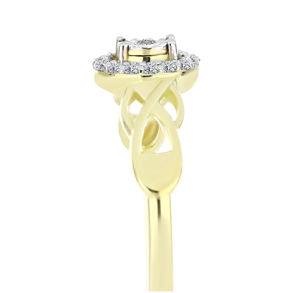 Anillo de Plata Bañada en Oro con Diamante blanco y Topacio Blanco