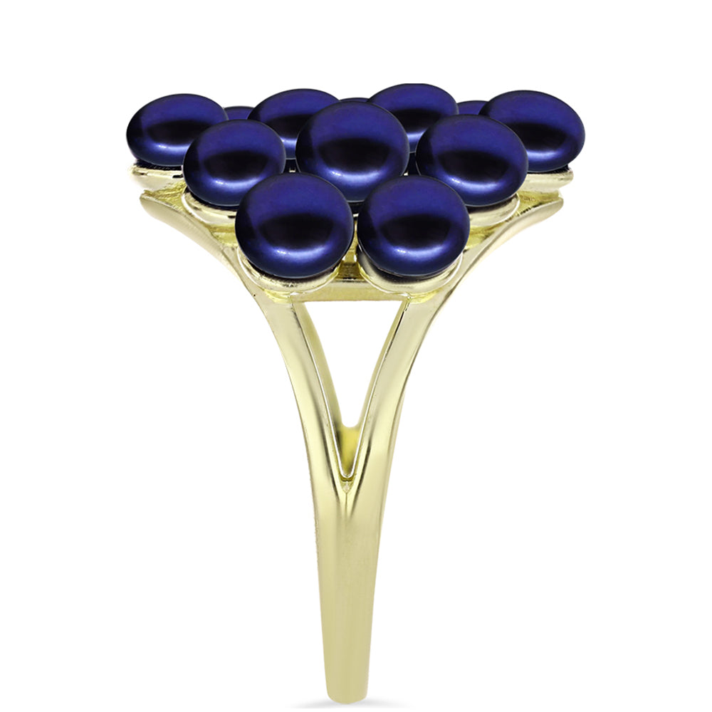 Anillo de Plata Bañada en Oro con Perla Negra de Agua dulce