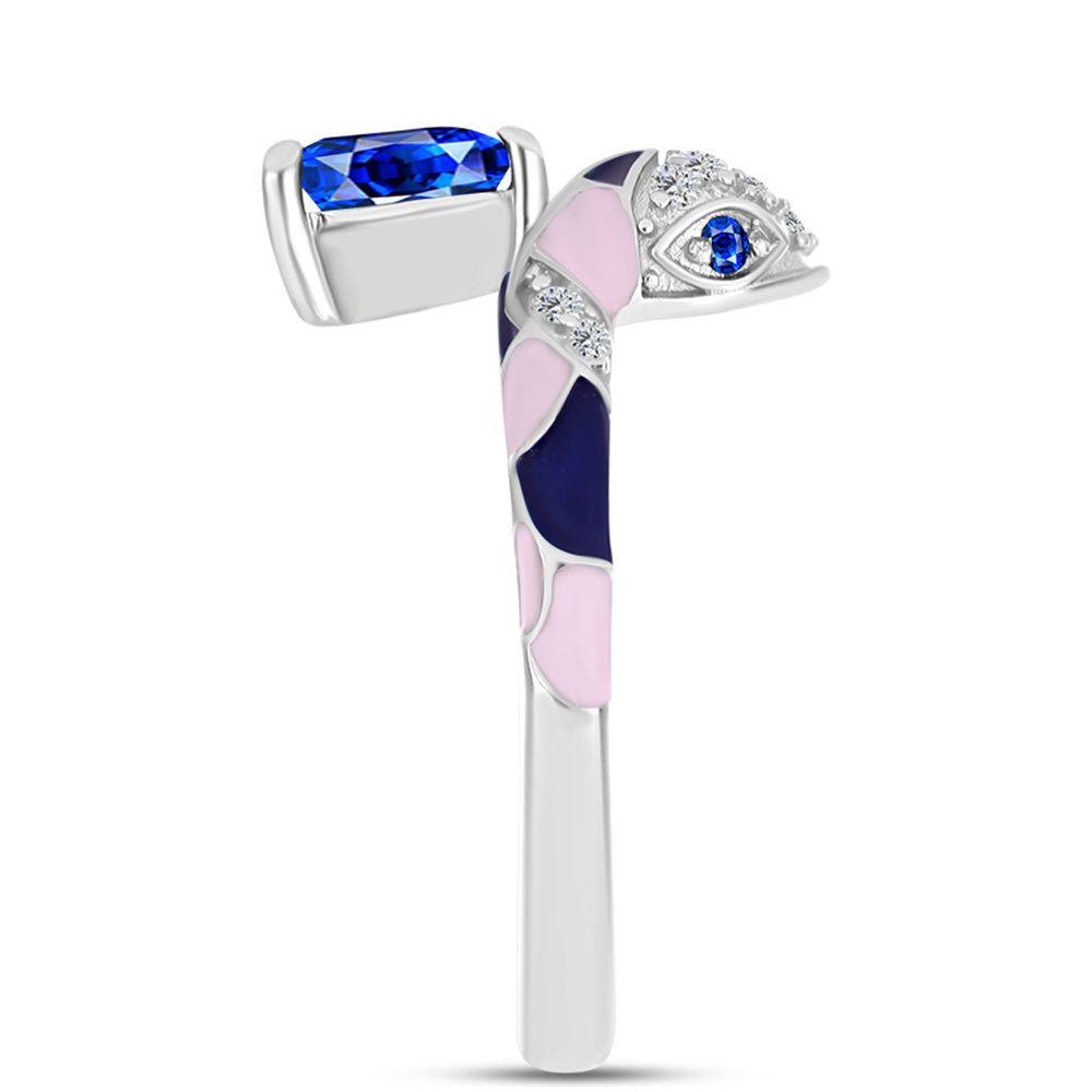 Anillo de Plata con Zafiro Azul Australiano y Topacio Blanco