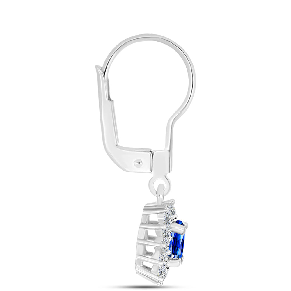 Conjunto de Plata con Zafiro Azul Australiano y Topacio Blanco ( Pendientes +Anillo +Colgante )