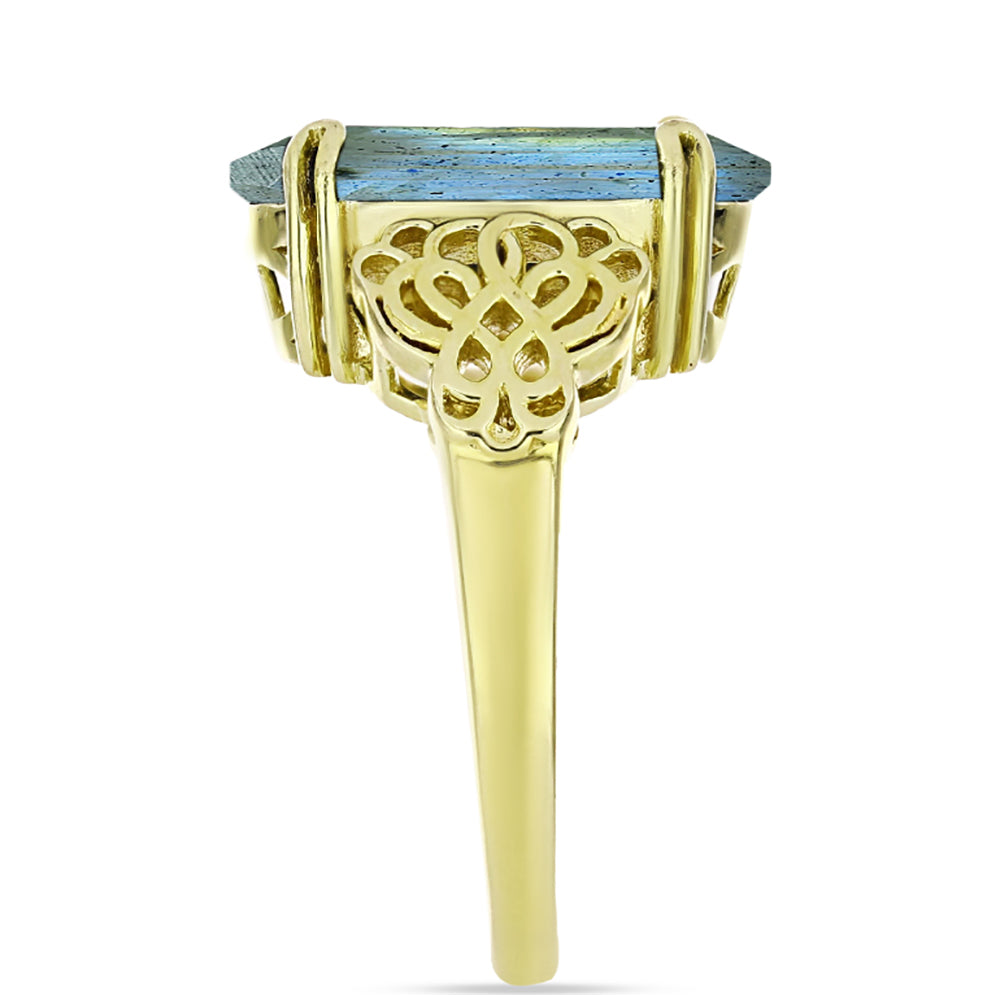 Anillo de Plata Bañada en Oro con Labradorita