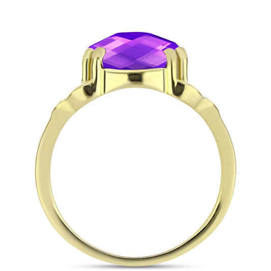 Anillo de Plata Bañada en Oro con Ágata Púrpura