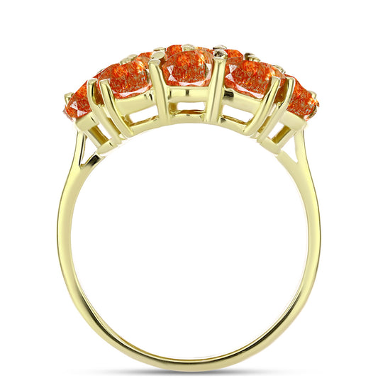 Anillo de Plata Bañada en Oro con Piedra Solar de Oregon