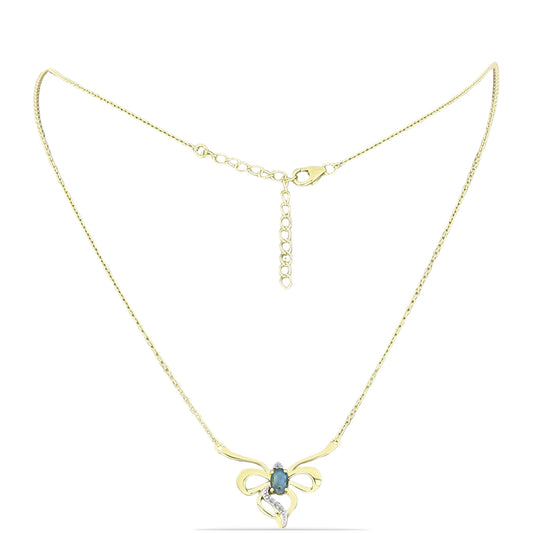 Collar de Plata Bañada en Oro con Labradorita y Topacio Blanco