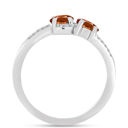 Anillo de Plata con Citrino de Madeira y Topacio Blanco