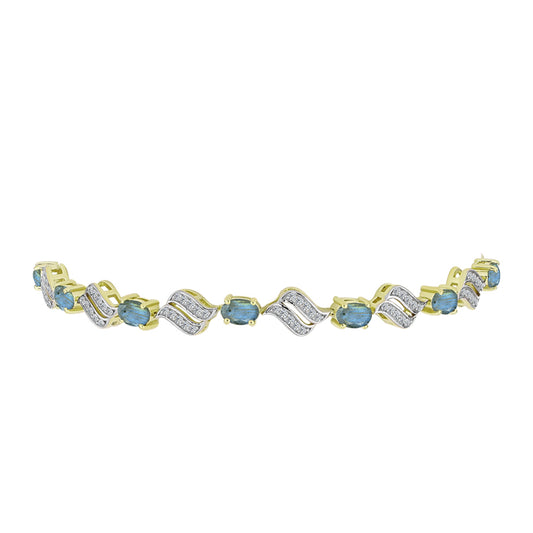 Pulsera de Plata Bañada en Oro con Labradorita y Topacio Blanco