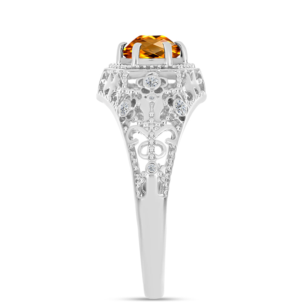 Anillo de Plata con Citrino de Madeira y Topacio Blanco