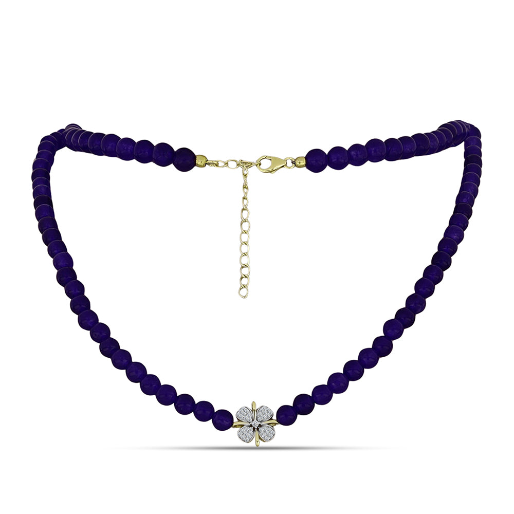 Collar de Plata Bañada en Oro con Ágata Púrpura y Topacio Blanco