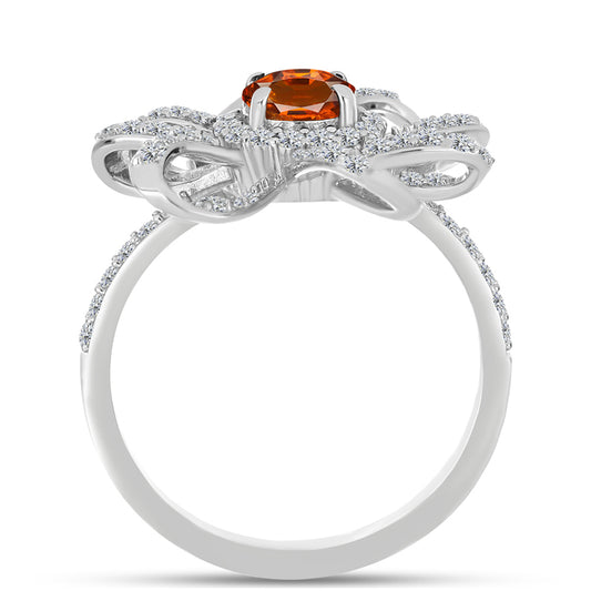 Anillo de Plata con Citrino de Madeira y Topacio Blanco