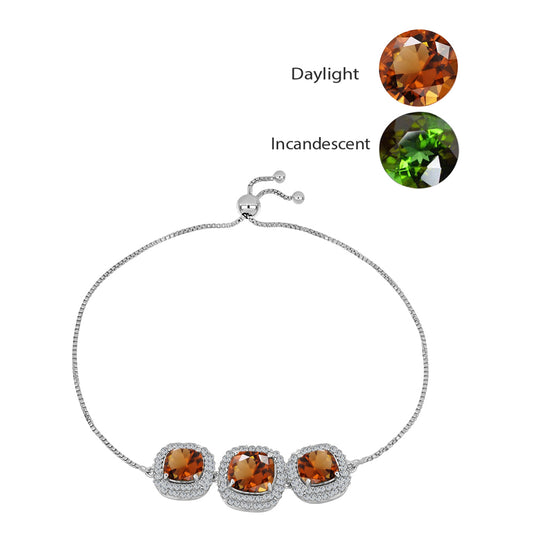 Pulsera de Plata con Zultanita de Anatolia certificado y cultivado en laboratorio y Topacio Blanco