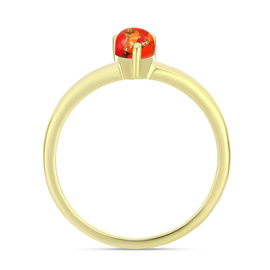 Anillo de Plata Bañada en Oro con Turquesa de Mohave