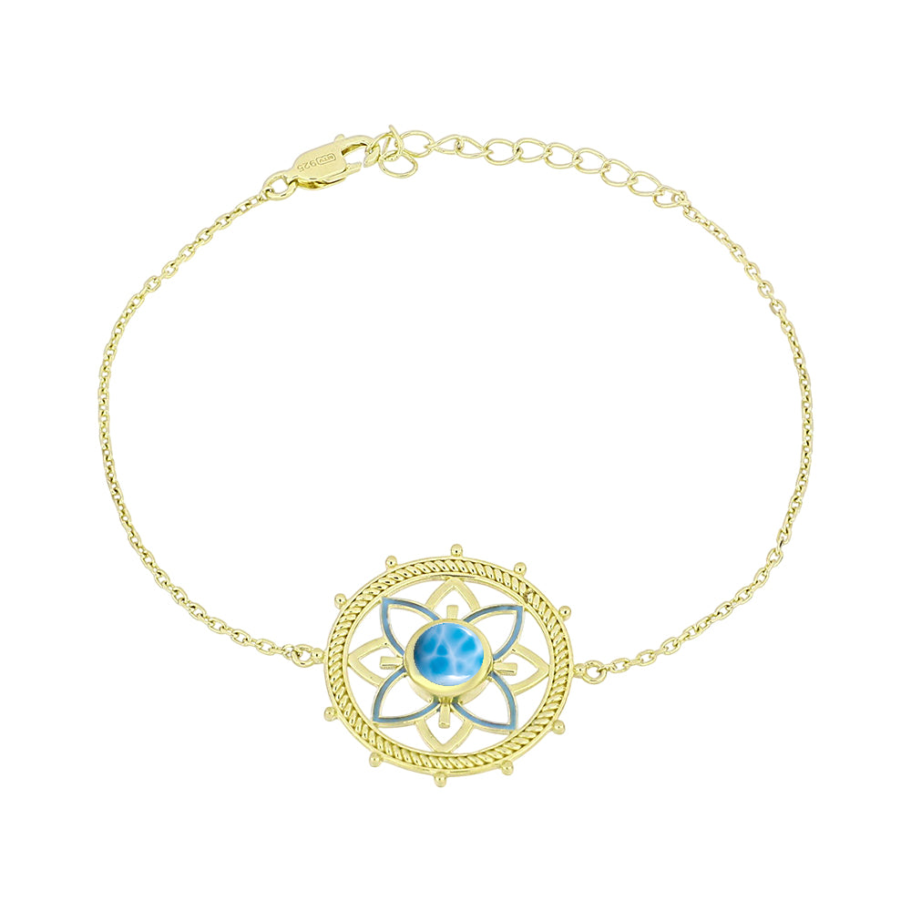 Pulsera de Plata Bañada en Oro con Larimar