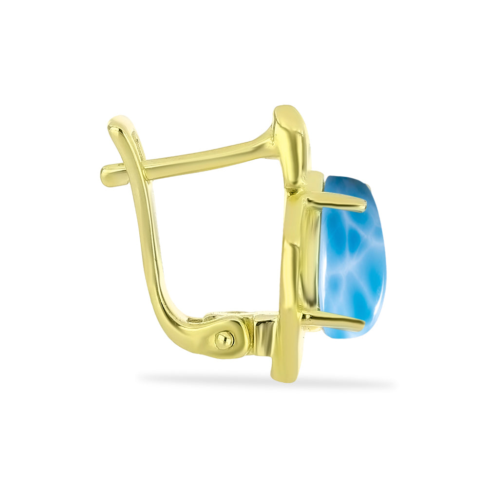 Pendientes de Plata Bañada en Oro con Larimar
