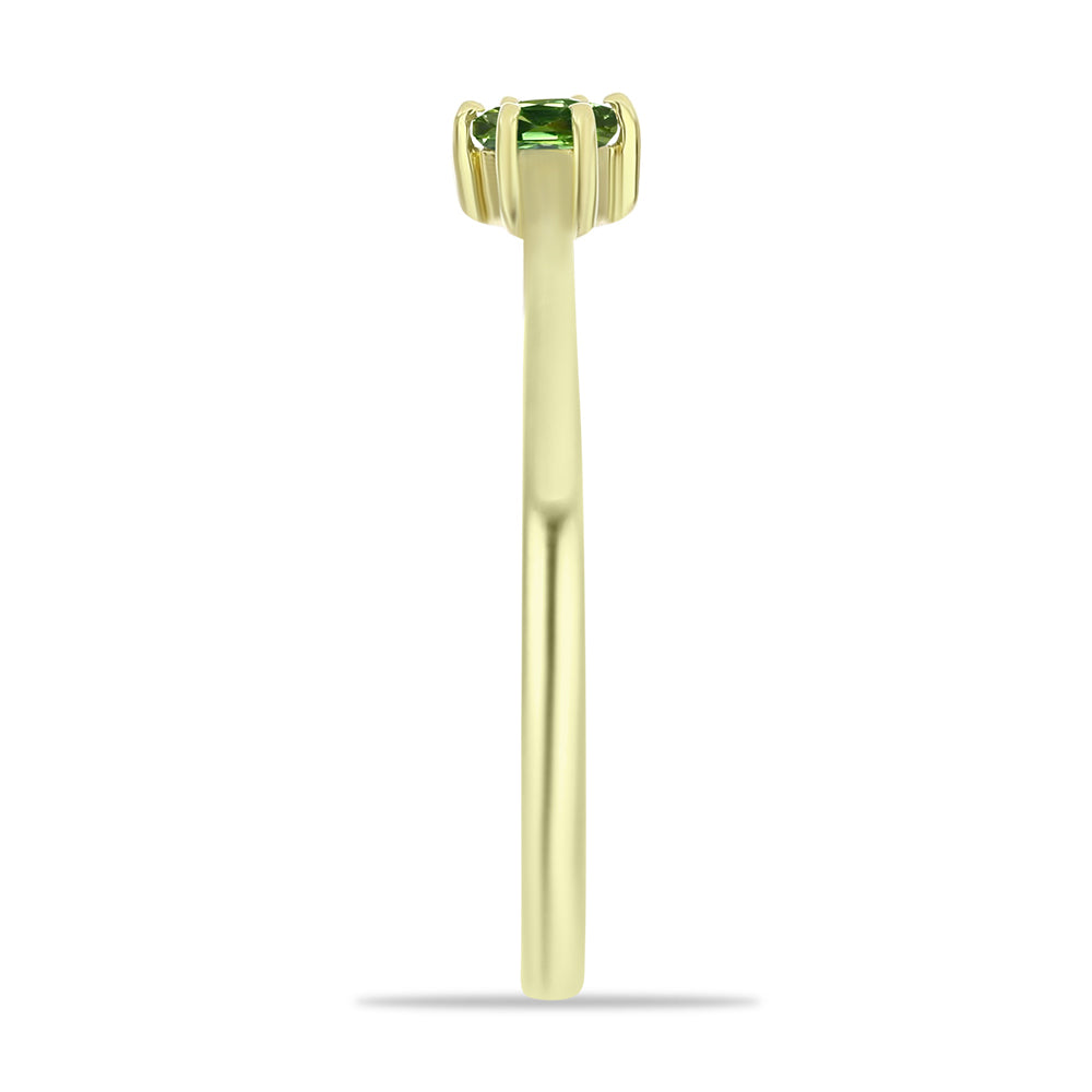 Anillo de Plata Bañada en Oro con Zafiro Verde