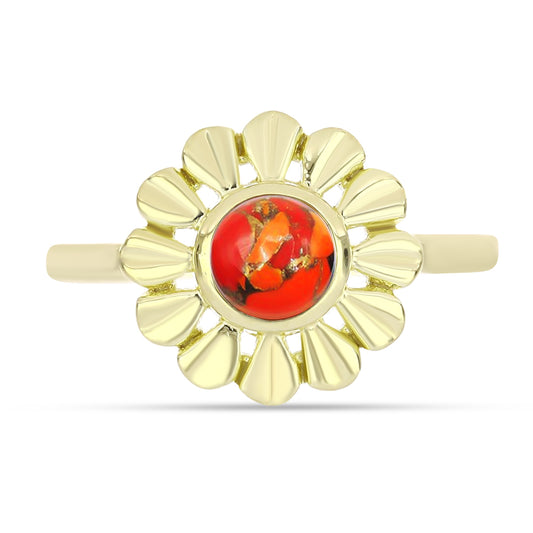 Anillo de Plata Bañada en Oro con Turquesa de Mohave