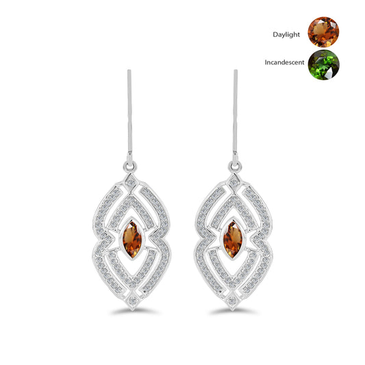Pendientes de Plata con Zultanita de Anatolia certificado y cultivado en laboratorio y Topacio Blanco
