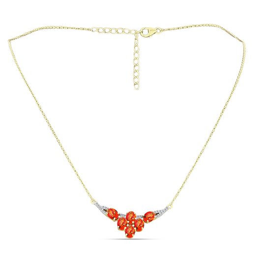 Collar de Plata Bañada en Oro con Turquesa de Mohave y Topacio Blanco