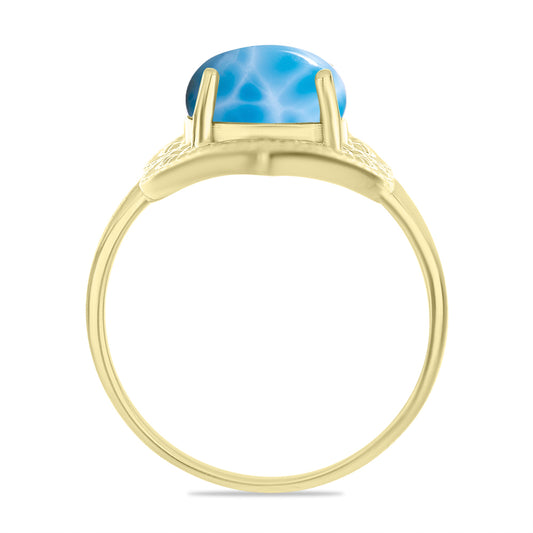 Anillo de Plata Bañada en Oro con Larimar