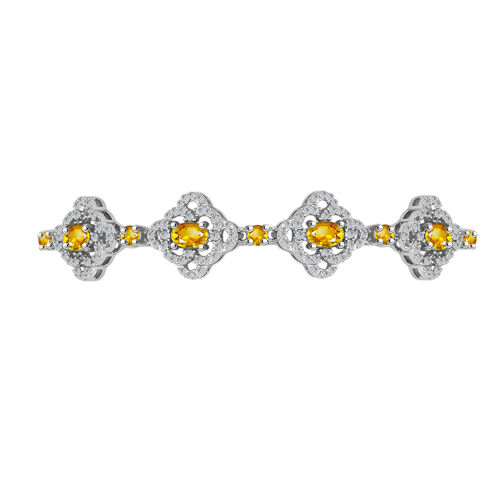 Pulsera de Plata con Citrino de Río del Oro y Topacio Blanco