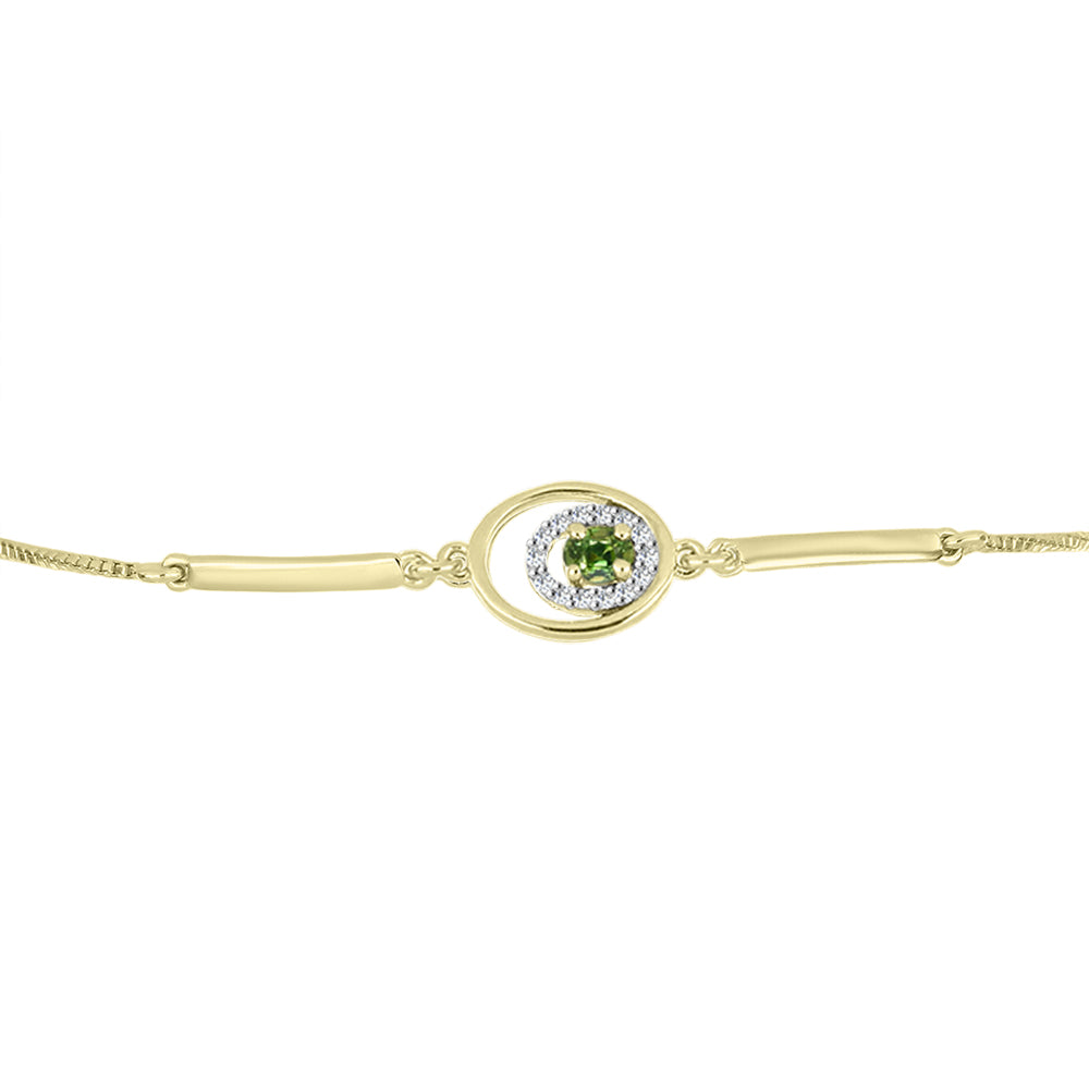 Pulsera de Plata Bañada en Oro con Zafiro Verde y Topacio Blanco