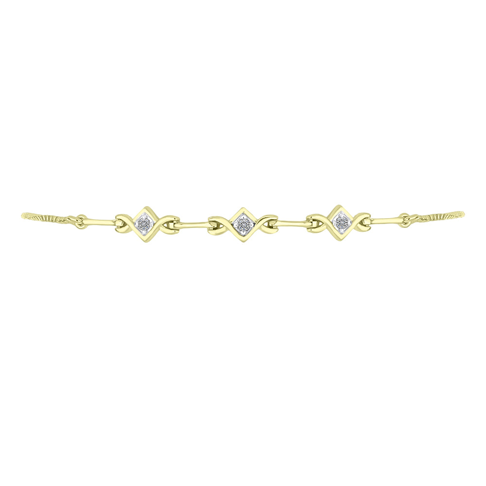 Pulsera de Plata Bañada en Oro con Diamante blanco