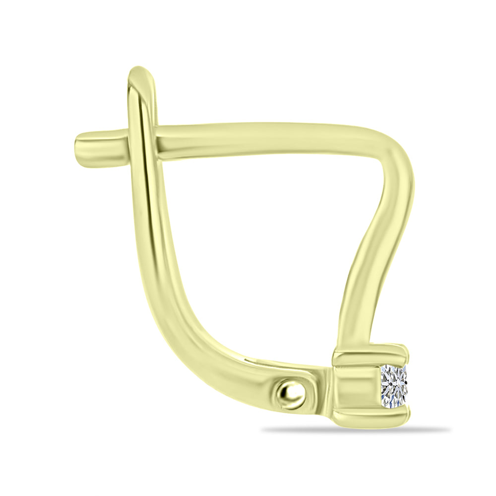 Pendientes de Plata Bañada en Oro con Diamante blanco