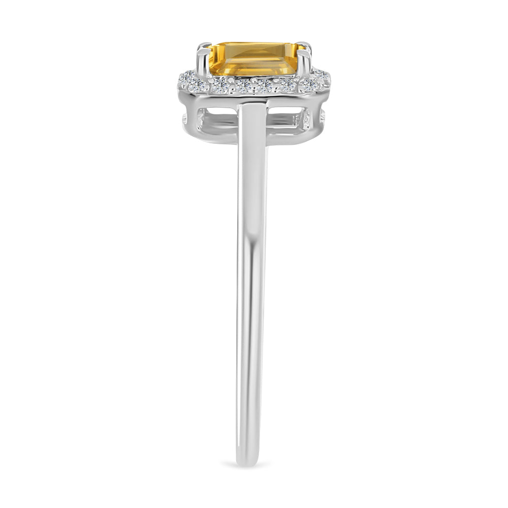 Anillo de Plata con Citrino de Río del Oro y Topacio Blanco