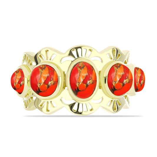 Anillo de Plata Bañada en Oro con Turquesa de Mohave