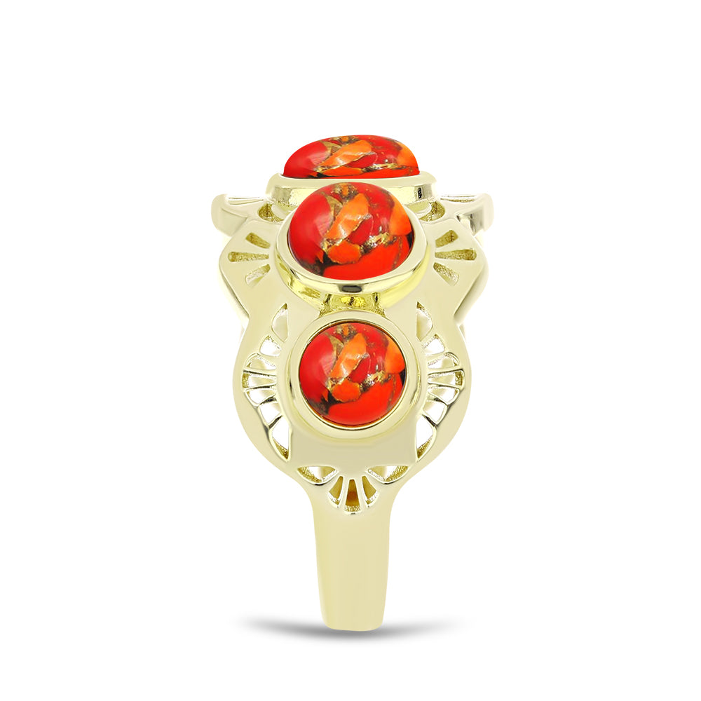 Anillo de Plata Bañada en Oro con Turquesa de Mohave