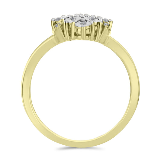 Anillo de Plata Bañada en Oro con Diamante blanco y Topacio Blanco