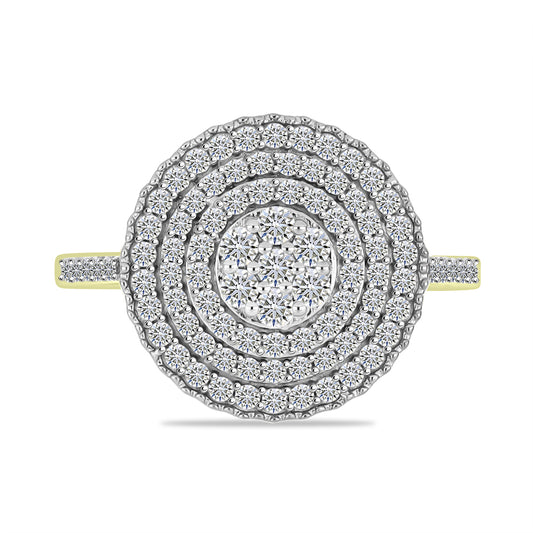 Anillo de Plata Bañada en Oro con Diamante blanco y Topacio Blanco