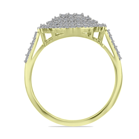 Anillo de Plata Bañada en Oro con Diamante blanco y Topacio Blanco