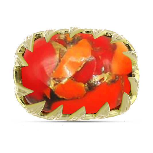Anillo de Plata Bañada en Oro con Turquesa de Mohave