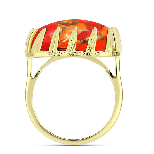 Anillo de Plata Bañada en Oro con Turquesa de Mohave