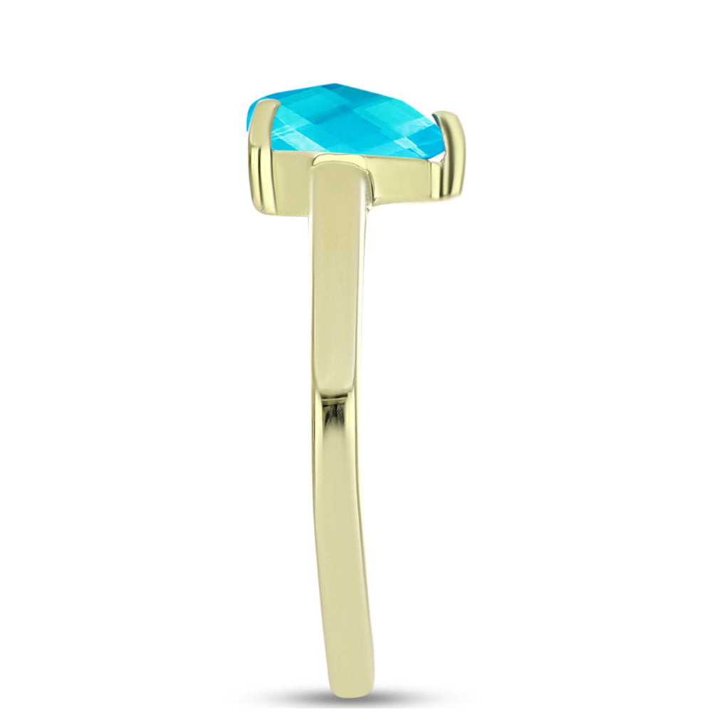 Anillo de Plata Bañada en Oro con Jade Azul