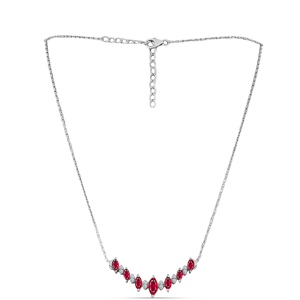 Collar de Plata con Rubí de Madagascar y Topacio Blanco
