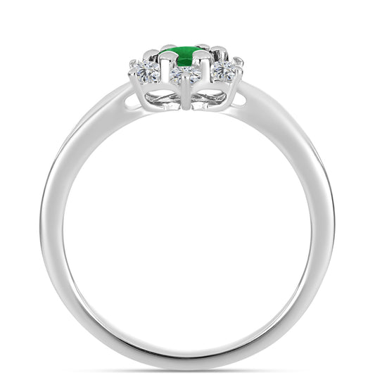 Anillo de Plata con Esmeralda de Zambia y Topacio Blanco