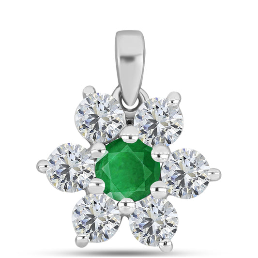 Colgante de Plata con Esmeralda de Zambia y Topacio Blanco
