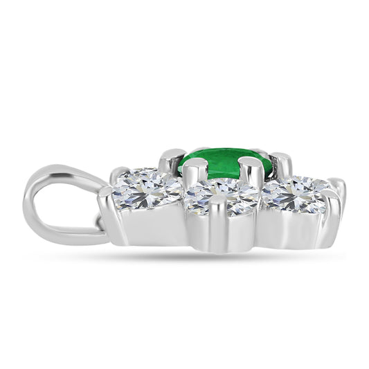 Colgante de Plata con Esmeralda de Zambia y Topacio Blanco