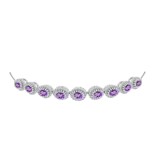Pulsera de Plata con Amatista Rosa de Francia y Topacio Blanco