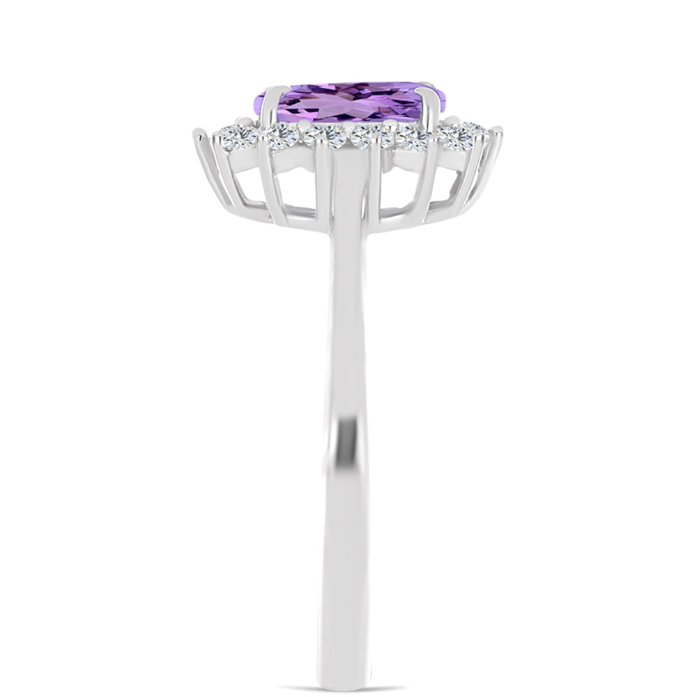 Anillo de Plata con Amatista Rosa de Francia y Topacio Blanco