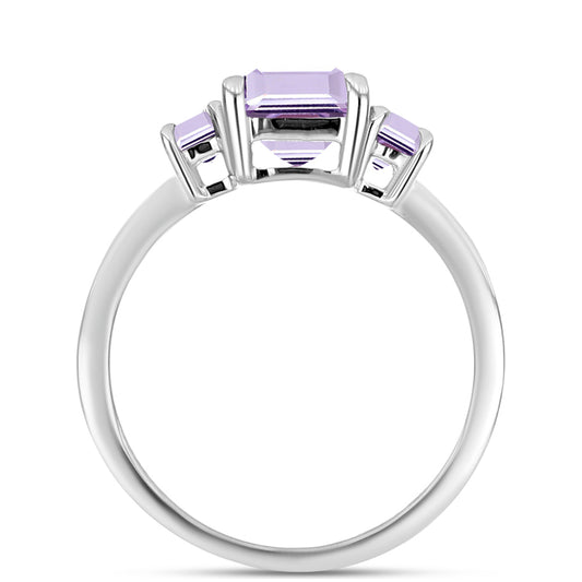 Anillo de Plata con Amatista Rosa de Francia y Topacio Blanco