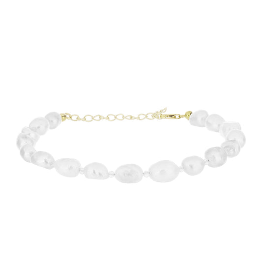 Pulsera de Plata Bañada en Oro con Perla de Agua Dulce