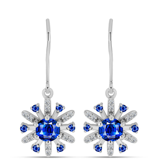 Pendientes de Plata con Zafiro Azul Australiano y Topacio Blanco