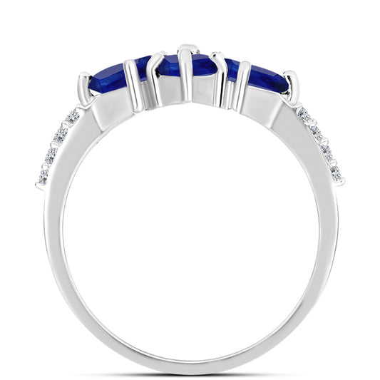 Anillo de Plata con Zafiro Azul Australiano y Topacio Blanco