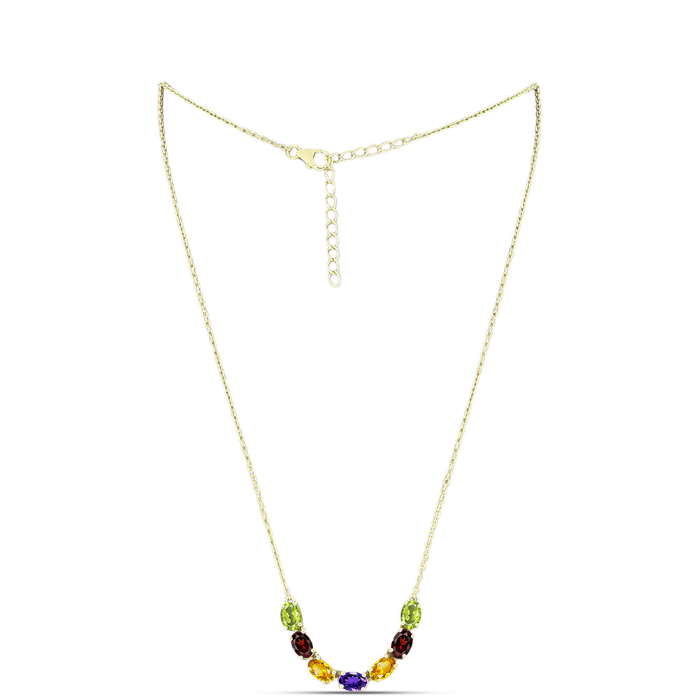 Collar de Plata Bañada en Oro con Amatista de Marruecos y Citrino de los Montes Urales