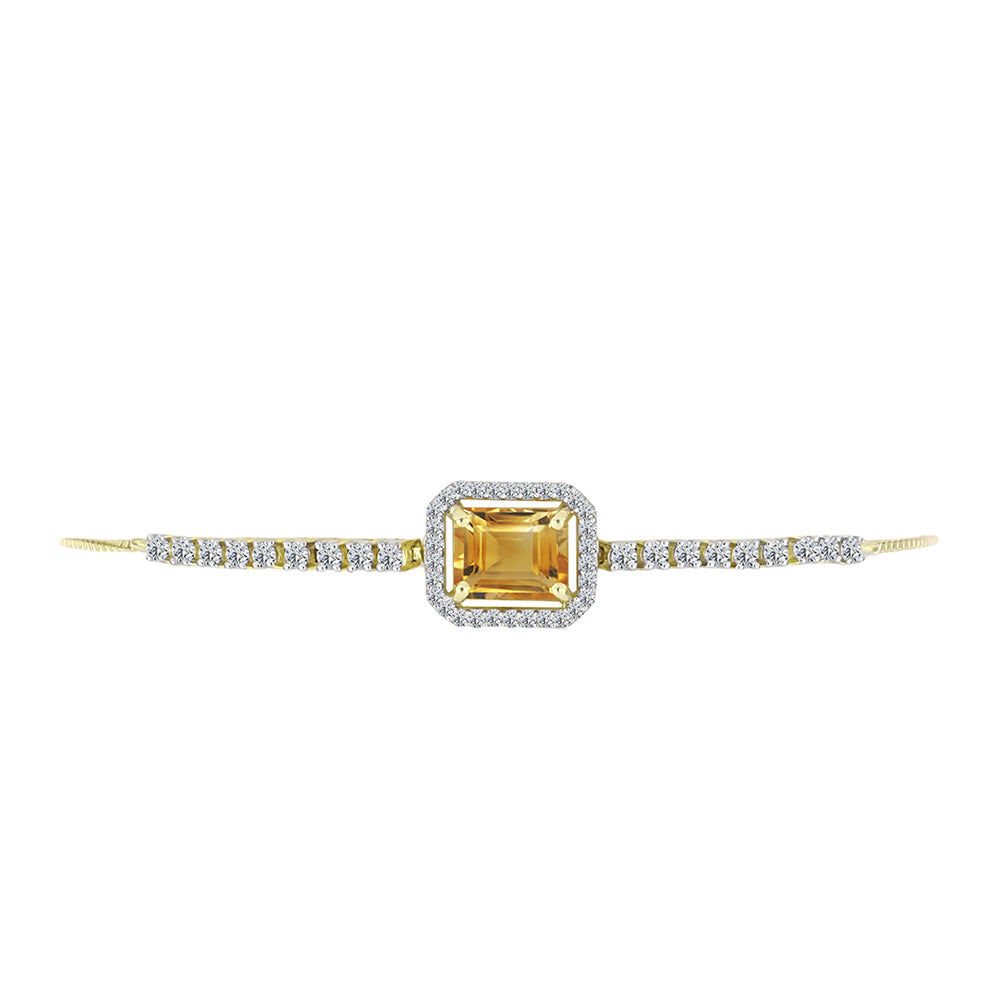 Pulsera de Plata Bañada en Oro con Citrino de Río del Oro y Topacio Blanco
