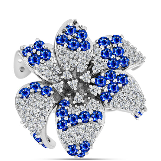 Anillo de Plata con Zafiro Azul Australiano y Topacio Blanco