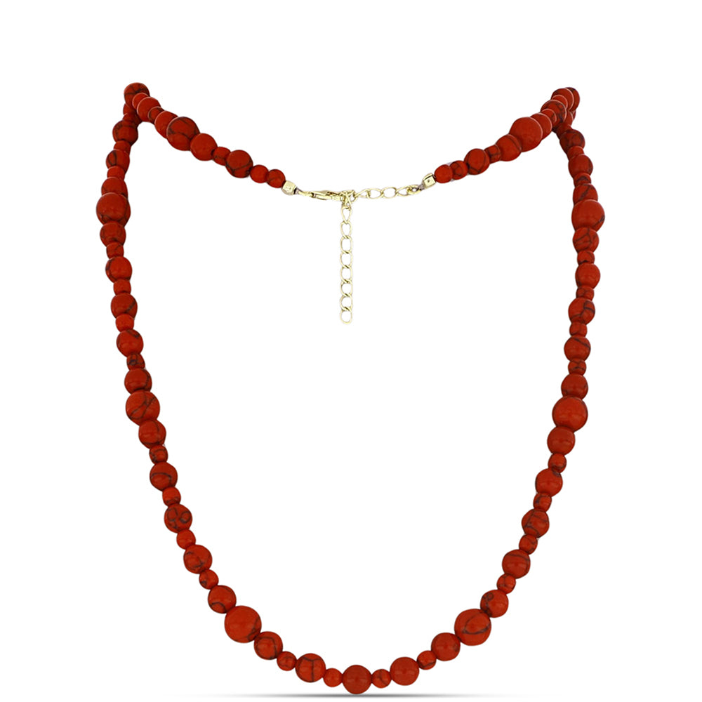 Collar de Plata Bañada en Oro con Coral de Esponja Roja