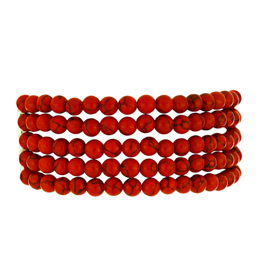 Pulsera de Plata Bañada en Oro con Coral de Esponja Roja